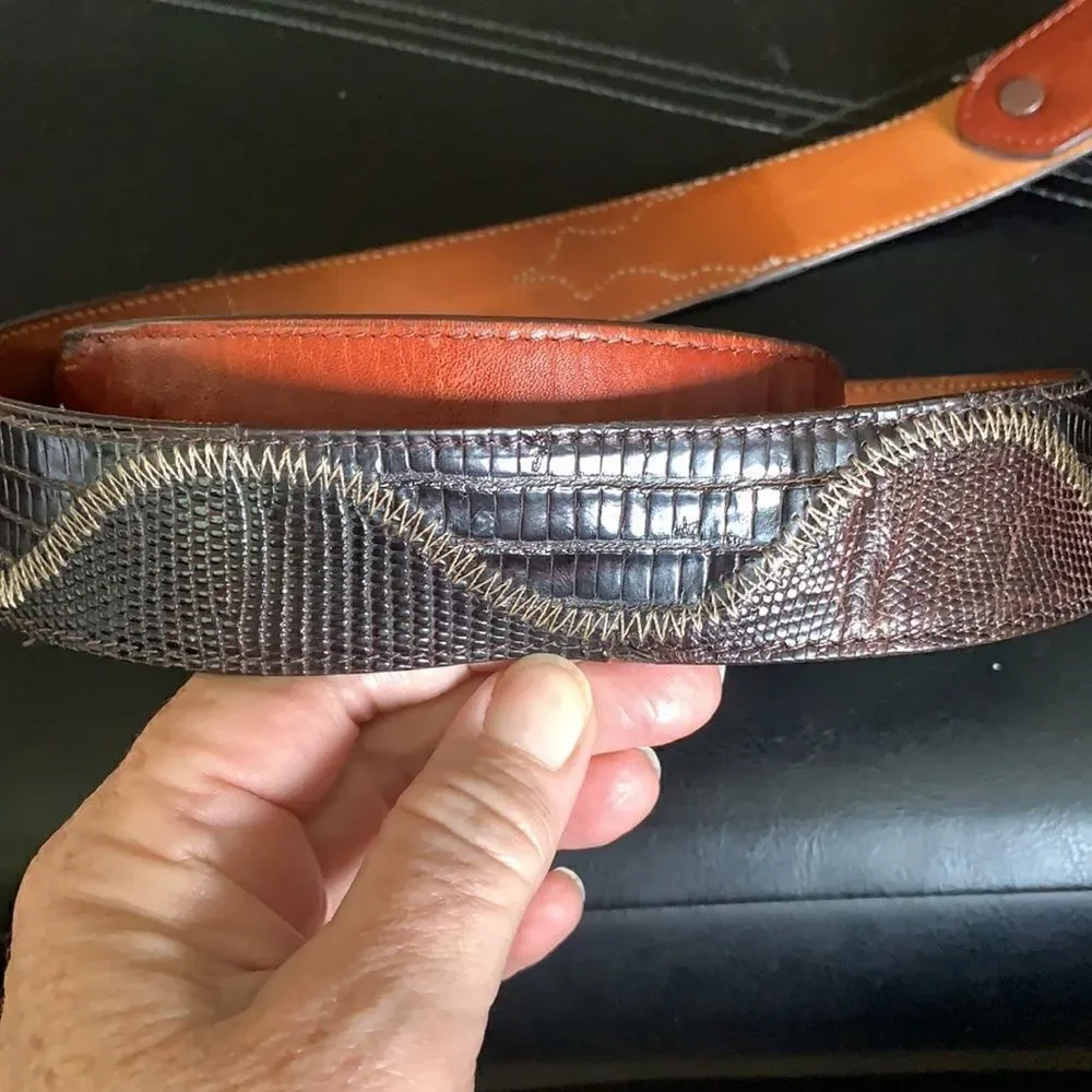 GENUINE LIZARD LYNTONE LEATHER LINING BELT SIZE 40